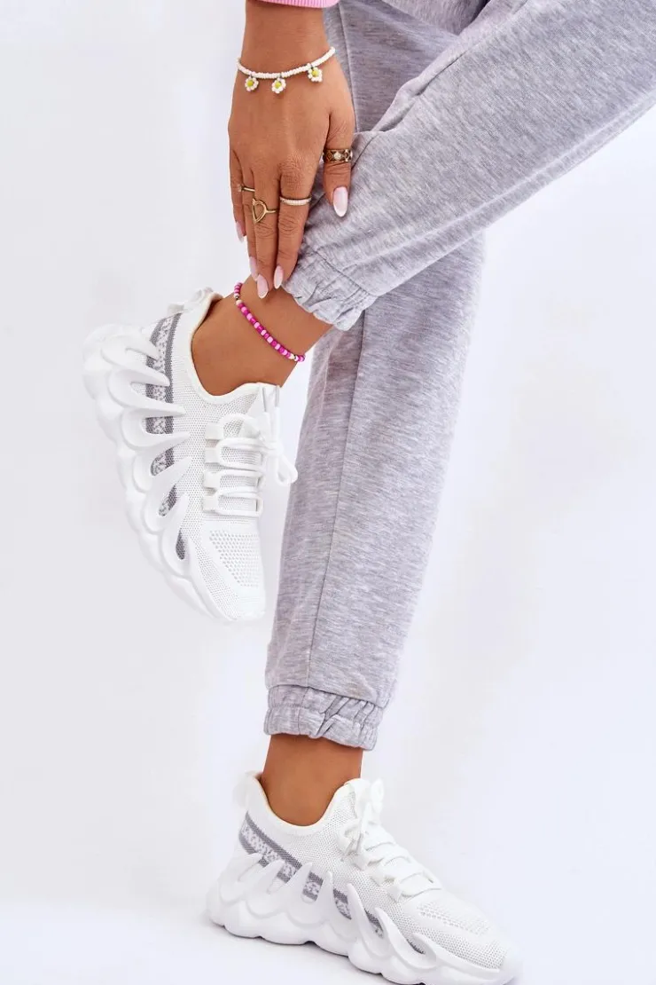 Damskie Boto Damskie Modne Skarpetkowe Sneakersy Białe Daxo