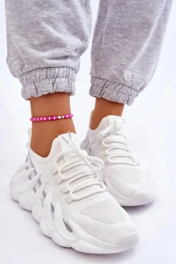 Damskie Boto Damskie Modne Skarpetkowe Sneakersy Białe Daxo