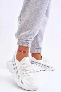 Damskie Boto Damskie Modne Skarpetkowe Sneakersy Białe Daxo