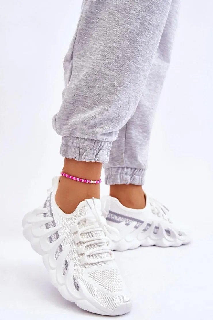 Damskie Boto Damskie Modne Skarpetkowe Sneakersy Białe Daxo