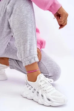 Damskie Boto Damskie Modne Skarpetkowe Sneakersy Białe Daxo