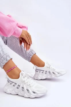 Damskie Boto Damskie Modne Skarpetkowe Sneakersy Białe Daxo