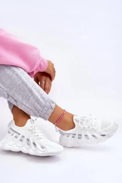 Damskie Boto Damskie Modne Skarpetkowe Sneakersy Białe Daxo