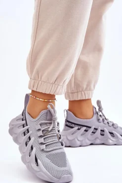 Damskie Boto Damskie Modne Skarpetkowe Sneakersy Szare Daxo