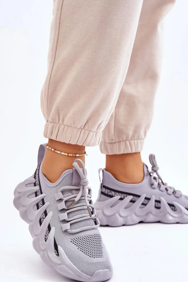 Damskie Boto Damskie Modne Skarpetkowe Sneakersy Szare Daxo