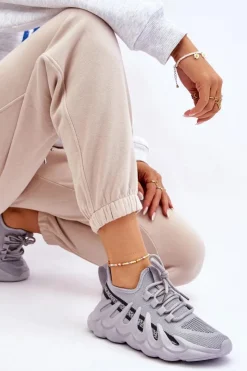 Damskie Boto Damskie Modne Skarpetkowe Sneakersy Szare Daxo