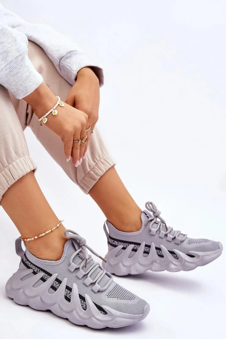 Damskie Boto Damskie Modne Skarpetkowe Sneakersy Szare Daxo