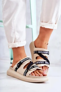 Boto Klapki Damskie Klasyczne*Damskie Modne Skórzane Klapki La.Fi Beżowe Menifis