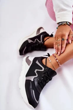 Hot Boto Damskie Modne Sneakersy Czarne Allie