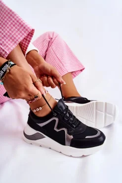 Hot Boto Damskie Modne Sneakersy Czarne Allie