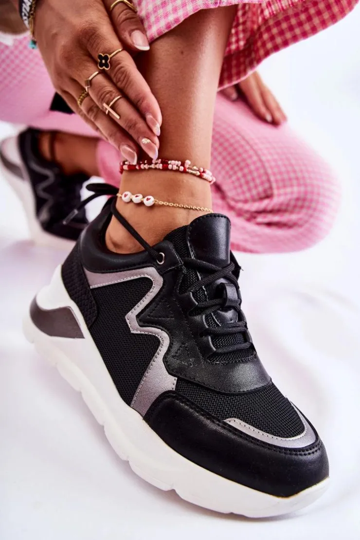 Hot Boto Damskie Modne Sneakersy Czarne Allie