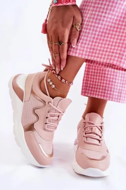 Boto Sneakersy Damskie*Damskie Modne Sneakersy Różowe Allie