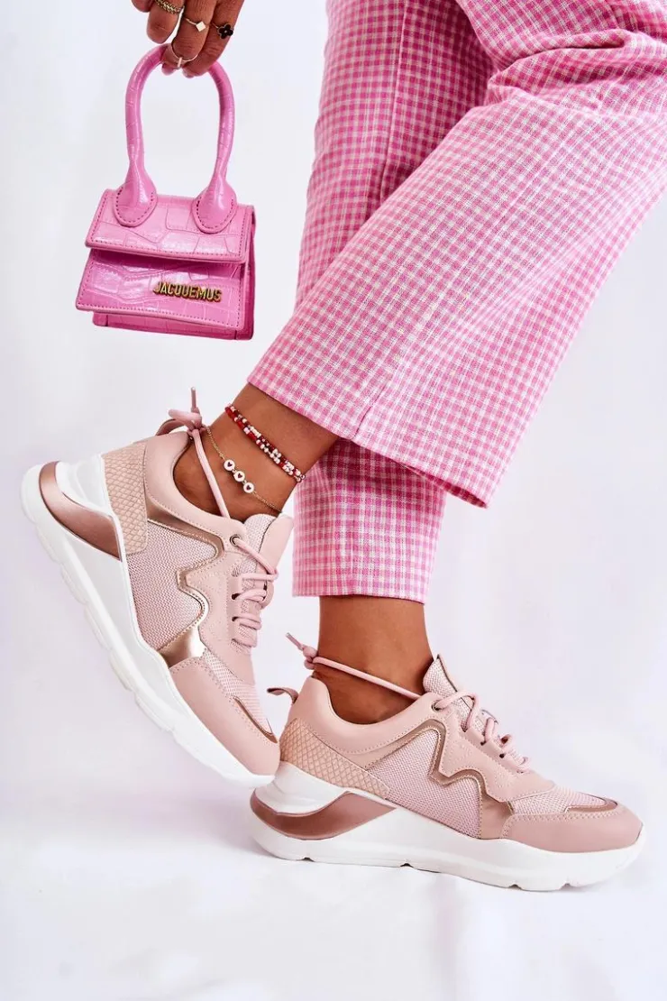 Boto Sneakersy Damskie*Damskie Modne Sneakersy Różowe Allie