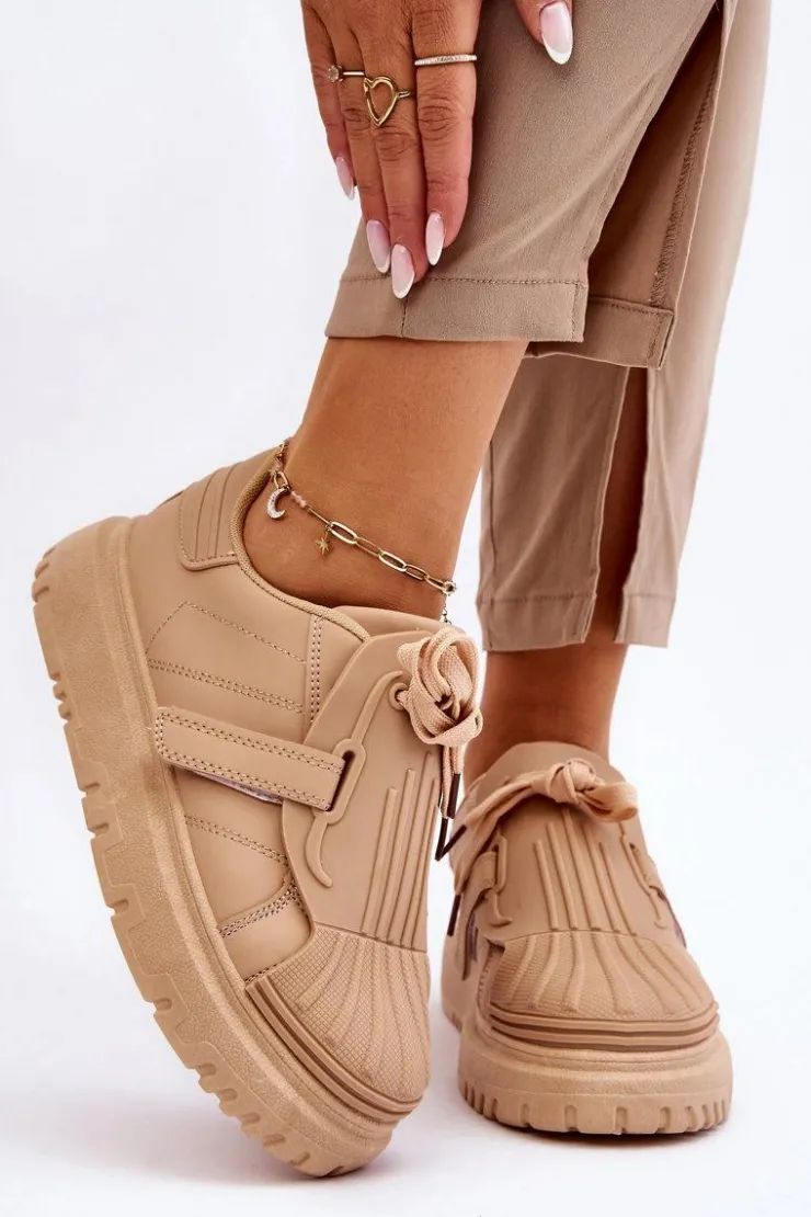 Boto Sneakersy Damskie*Damskie Modne Sportowe Buty Beżowe Genesis
