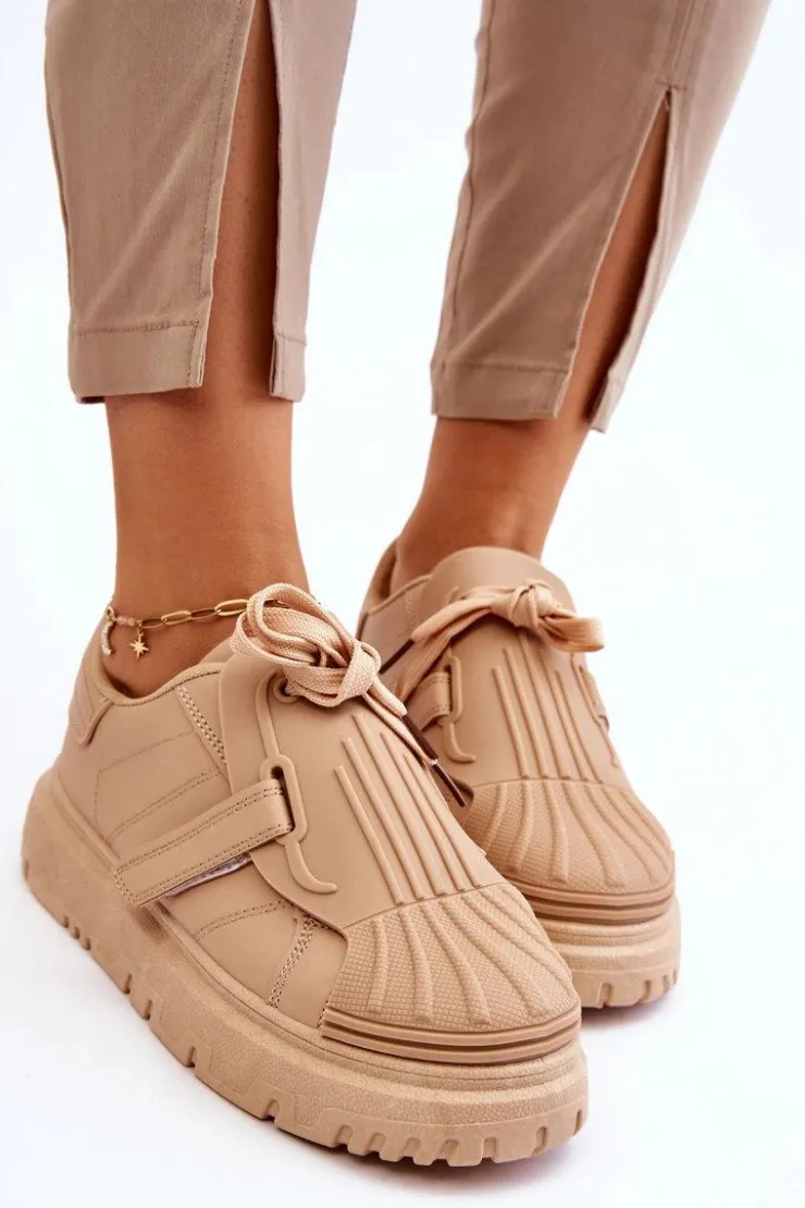 Boto Sneakersy Damskie*Damskie Modne Sportowe Buty Beżowe Genesis