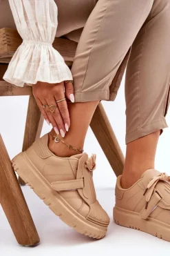 Boto Sneakersy Damskie*Damskie Modne Sportowe Buty Beżowe Genesis