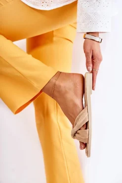 Boto Klapki Damskie Klasyczne*Damskie Modne Zamszowe Klapki Beżowe Lorrie