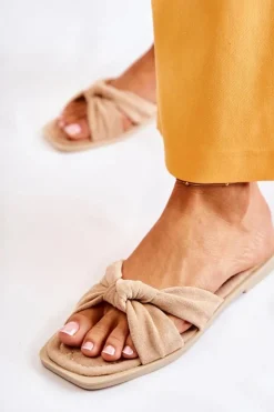 Boto Klapki Damskie Klasyczne*Damskie Modne Zamszowe Klapki Beżowe Lorrie