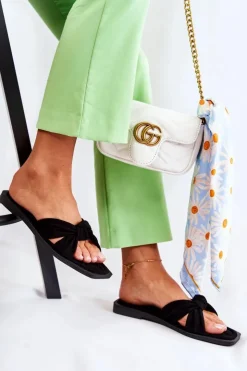 Boto Damskie Modne Zamszowe Klapki Czarne Lorrie