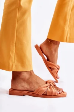 Boto Klapki Damskie Klasyczne*Damskie Modne Zamszowe Klapki Pomarańczowe Lorrie