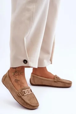 Sale Boto Damskie Modne Zamszowe Mokasyny Brązowe Rabell Brązowy