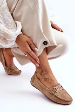 Sale Boto Damskie Modne Zamszowe Mokasyny Brązowe Rabell Brązowy