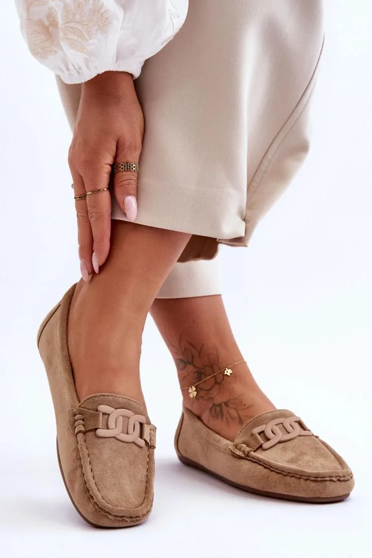 Sale Boto Damskie Modne Zamszowe Mokasyny Brązowe Rabell Brązowy