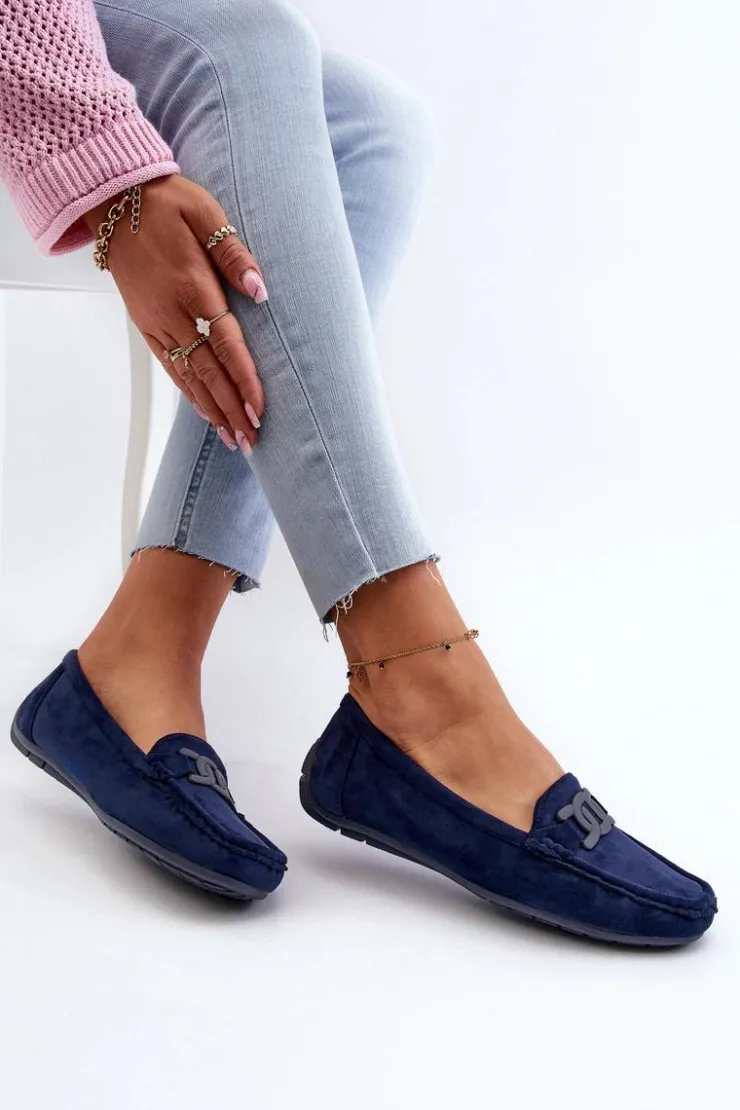 Boto Loafersy Damskie|Mokasyny Damskie Zamszowe*Damskie Modne Zamszowe Mokasyny Granatowe Rabell Niebieski