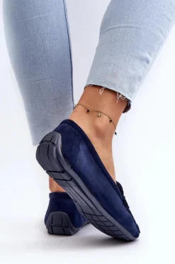 Boto Loafersy Damskie|Mokasyny Damskie Zamszowe*Damskie Modne Zamszowe Mokasyny Granatowe Rabell Niebieski