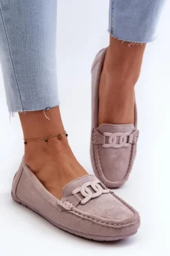 Damskie Boto Damskie Modne Zamszowe Mokasyny Fioletowe Rabell