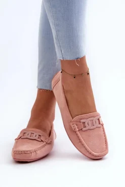 Hot Boto Damskie Modne Zamszowe Mokasyny Jasnoróżowe Rabell