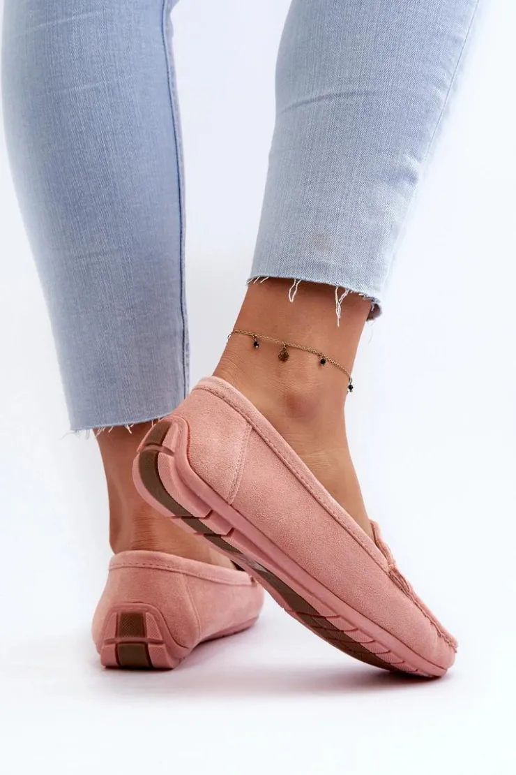 Hot Boto Damskie Modne Zamszowe Mokasyny Jasnoróżowe Rabell