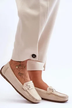 Damskie Boto Damskie Modne Zamszowe Mokasyny Beżowe Rabell