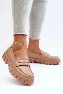 Buty damskie Vinceza Mokasyny Płaskie|Mokasyny Damskie Zamszowe*Damskie Mokasyny Eko Skóra Beżowe Seravisa