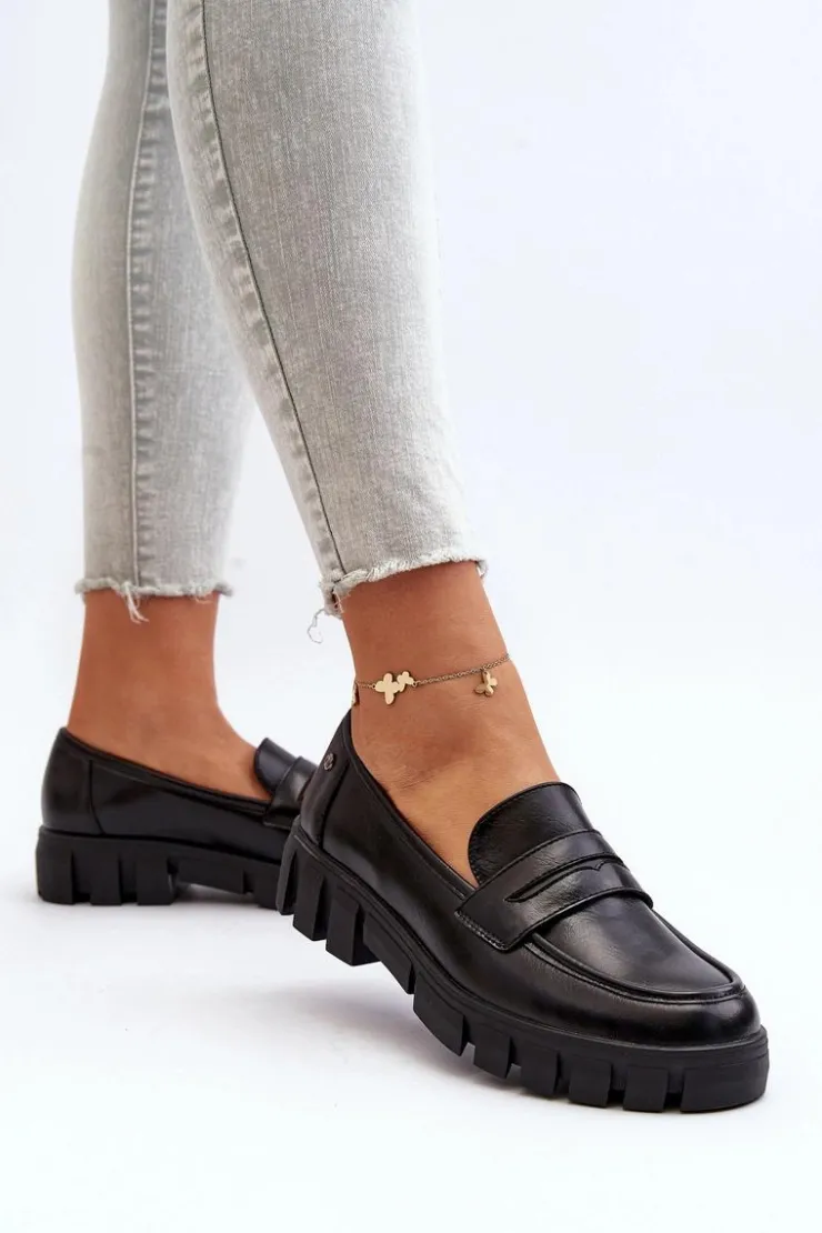 Online Buty damskie Vinceza Damskie Mokasyny Eko Skóra Czarne Seravisa