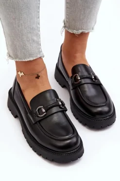 Outlet Buty damskie Vinceza Damskie Mokasyny Eko Skórzane Czarne Ledda