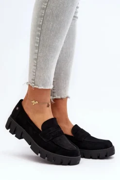 Damskie Buty damskie Vinceza Damskie Mokasyny Eko Zamszowe Czarne Seravisa