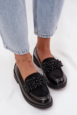 D&A Mokasyny Płaskie|Mokasyny Damskie Lakierowane*Damskie Mokasyny Lakierowane S.Barski HY52-369B Czarne Czarny