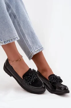 D&A Mokasyny Płaskie|Mokasyny Damskie Lakierowane*Damskie Mokasyny Lakierowane S.Barski HY52-369B Czarne Czarny