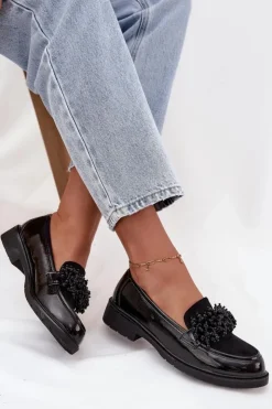 D&A Mokasyny Płaskie|Mokasyny Damskie Lakierowane*Damskie Mokasyny Lakierowane S.Barski HY52-369B Czarne Czarny