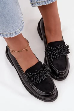 D&A Mokasyny Płaskie|Mokasyny Damskie Lakierowane*Damskie Mokasyny Lakierowane S.Barski HY52-369B Czarne Czarny