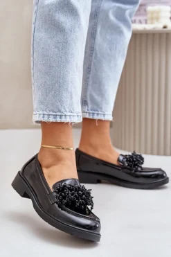 D&A Mokasyny Płaskie|Mokasyny Damskie Lakierowane*Damskie Mokasyny Lakierowane S.Barski HY369A Czarne Czarny