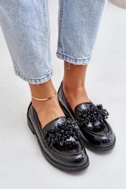 D&A Mokasyny Płaskie|Mokasyny Damskie Lakierowane*Damskie Mokasyny Lakierowane S.Barski HY369A Czarne Czarny