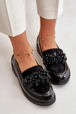 Online Damskie buty S.Barski Damskie Mokasyny Lakierowane S.Barski HY42-369 Czarne