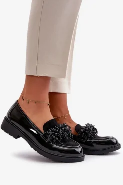 Online Damskie buty S.Barski Damskie Mokasyny Lakierowane S.Barski HY42-369 Czarne