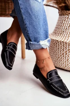 Online Boto Damskie Mokasyny Lordsy Czarne Dżety Harriet