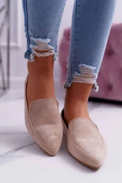 Damskie Boto Damskie Mokasyny Lu Boo Beżowe Magnus