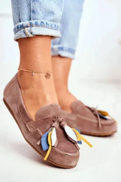 Damskie Maciejka Damskie Mokasyny Skórzane Beżowe 04494-04/00-5