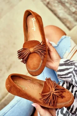 Damskie Maciejka Damskie Mokasyny Skórzane Camel 04830