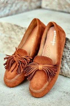 Damskie Maciejka Damskie Mokasyny Skórzane Camel 04830